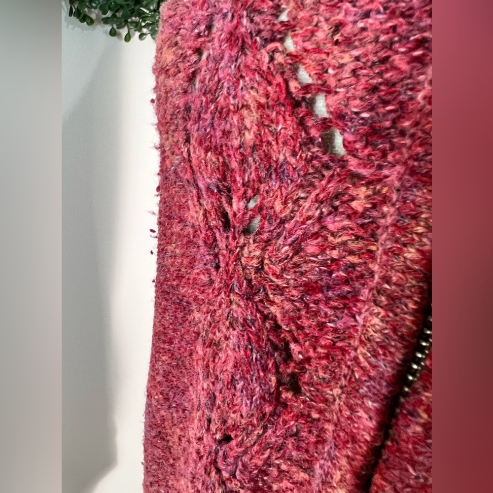 COLUMBIA Wool Cotton Blend Knit Outdoor Zip up Maroon Pink Sweater Size Small - Picture 8 of 15